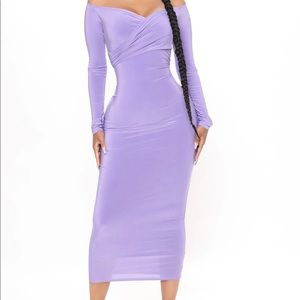 New Fashion Nova Lavender Off Shoulder Midi Dress S.